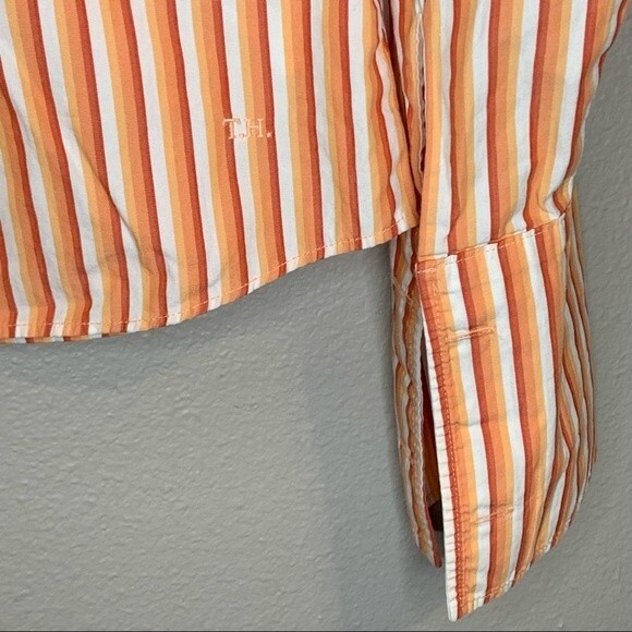 Tommy Hilfiger vertical striped button down collared top women’s size medium 10 - Picture 3 of 5